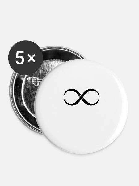 Zeichen Unendlich Symbol Form - Buttons klein 25 mm (5er Pack) - Weiß