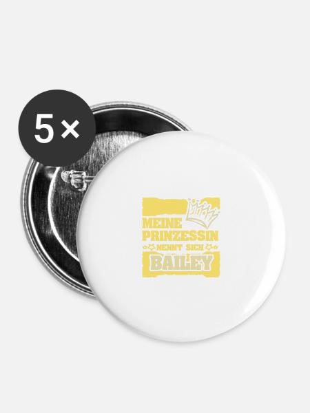 Mädchenname Bailey - Buttons klein 25 mm (5er Pack) - Weiß