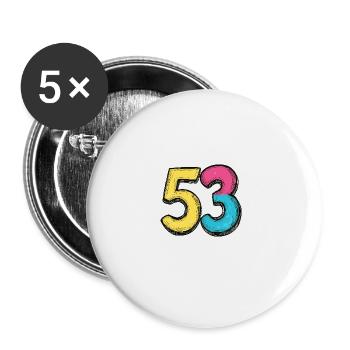 53 Zahl Symbol - Buttons klein 25 mm (5er Pack) - Weiß - Vorne