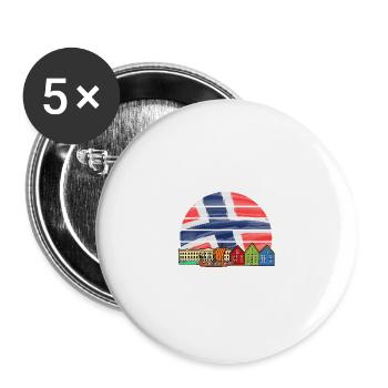 Norvège Drapeau viking Scandinavie vacances - Lot de 5 petits badges (25 mm) - blanc - Devant