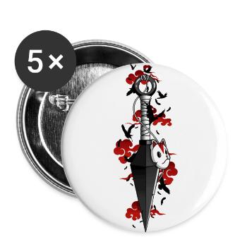 Kunai nuages rouges corbeaux - Japonais - Lot de 5 petits badges (25 mm) - blanc - Devant