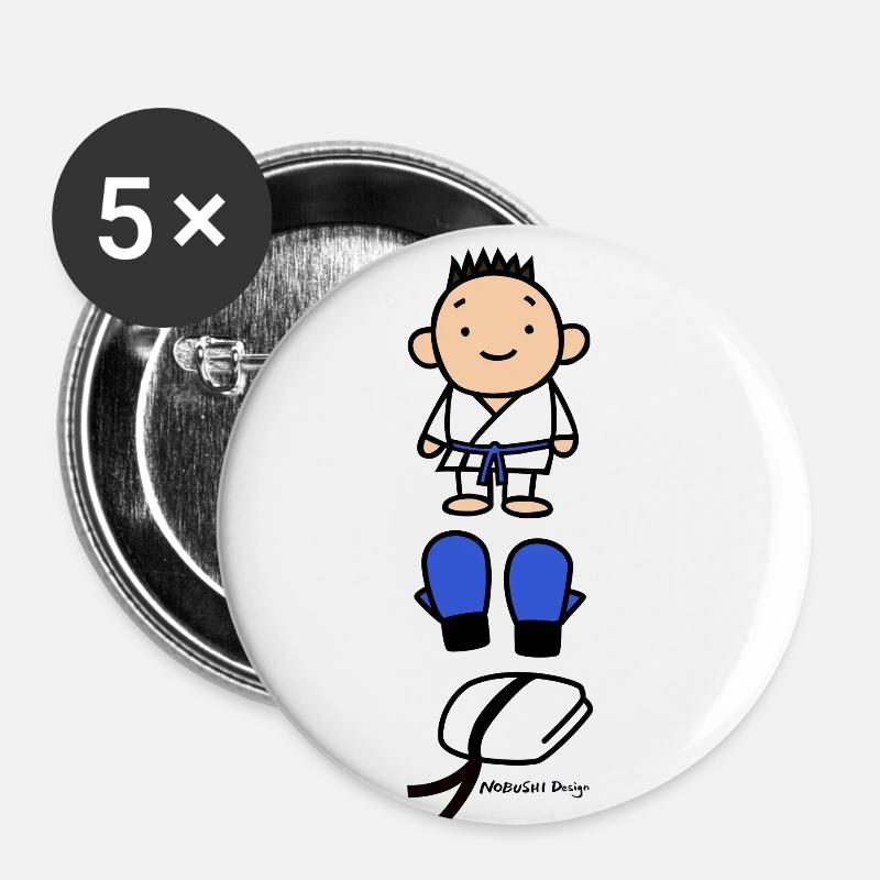 Karate Goods Blue - Buttons small 1''/25 mm (5-pack) - white