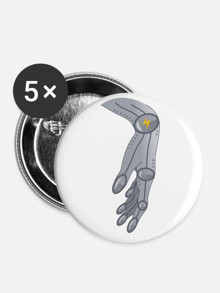 Alien Robotik Hand Geschenk - Buttons klein 25 mm (5er Pack) - Weiß