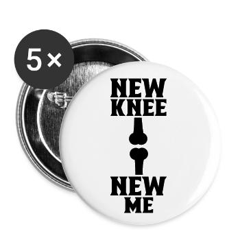 Neues Knie Neues Ich OP Operation Genesung - Buttons klein 25 mm (5er Pack) - Weiß - Vorne