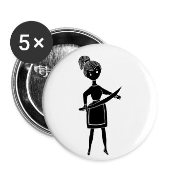 machete girl black - Lot de 5 petits badges (25 mm) - blanc - Devant