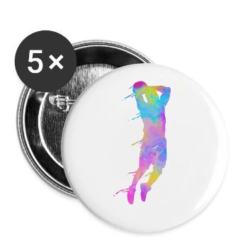 Basketball Colorful Splashes - Buttons small 1''/25 mm (5-pack) - white - Front