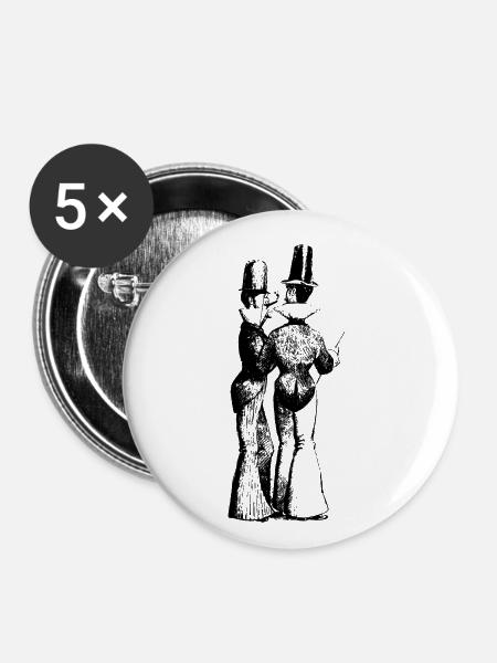 Dandys des 19. Jahrhunderts - Buttons klein 25 mm (5er Pack) - Weiß