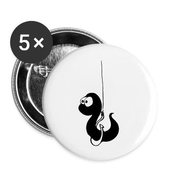 Asticot sur son hameçon - Lot de 5 petits badges (25 mm) - blanc - Devant