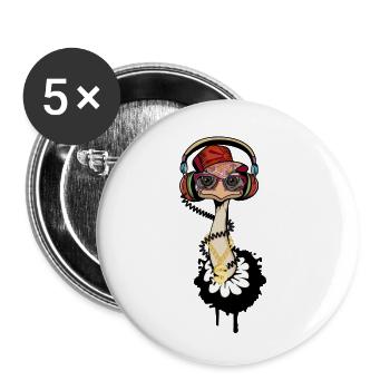 Ostrich Hip Hop Style - Buttons small 1''/25 mm (5-pack) - white - Front