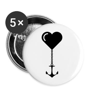 Coeur amour JGA port mariage maison d’ancrage - Lot de 5 petits badges (25 mm) - blanc - Devant