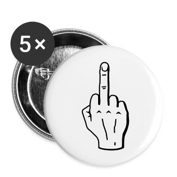doigt du milieu - Lot de 5 petits badges (25 mm) - blanc - Devant