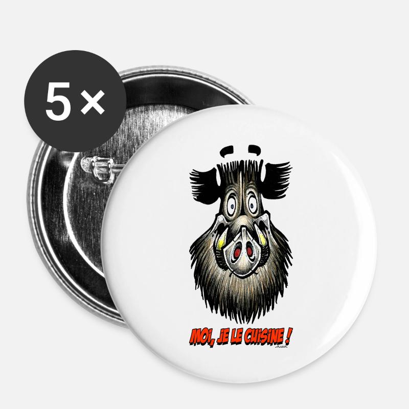 The Pig, The Me I Kitchen! - Buttons small 1''/25 mm (5-pack) - white