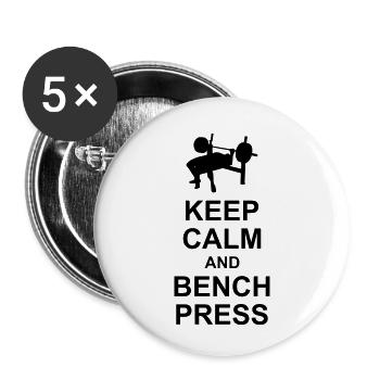 Keep Calm and Bench Press - Buttons small 1''/25 mm (5-pack) - white - Front