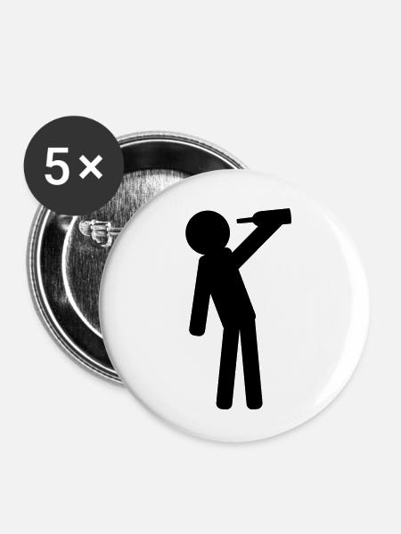 Saufen stehen - Buttons klein 25 mm (5er Pack) - Weiß