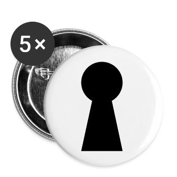 Trou de serrure 1c - Lot de 5 petits badges (25 mm) - blanc - Devant
