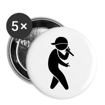 Ein Hiphop Star singt in ein Mikrofon - Buttons klein 25 mm (5er Pack) - Weiß - Vorne