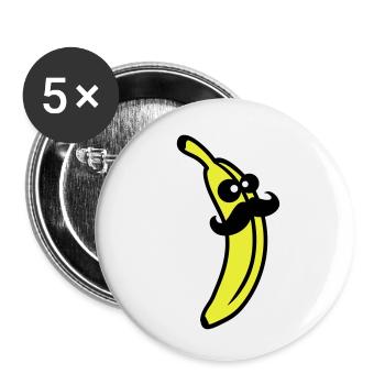 Sir Mustache Banana - Buttons klein 25 mm (5er Pack) - Weiß - Vorne