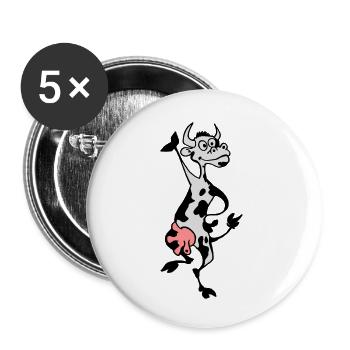 Crazy Cow - Lot de 5 petits badges (25 mm) - blanc - Devant