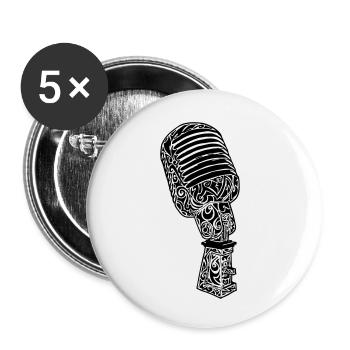 Tribal Old school Microphone - Buttons klein 25 mm (5er Pack) - Weiß - Vorne