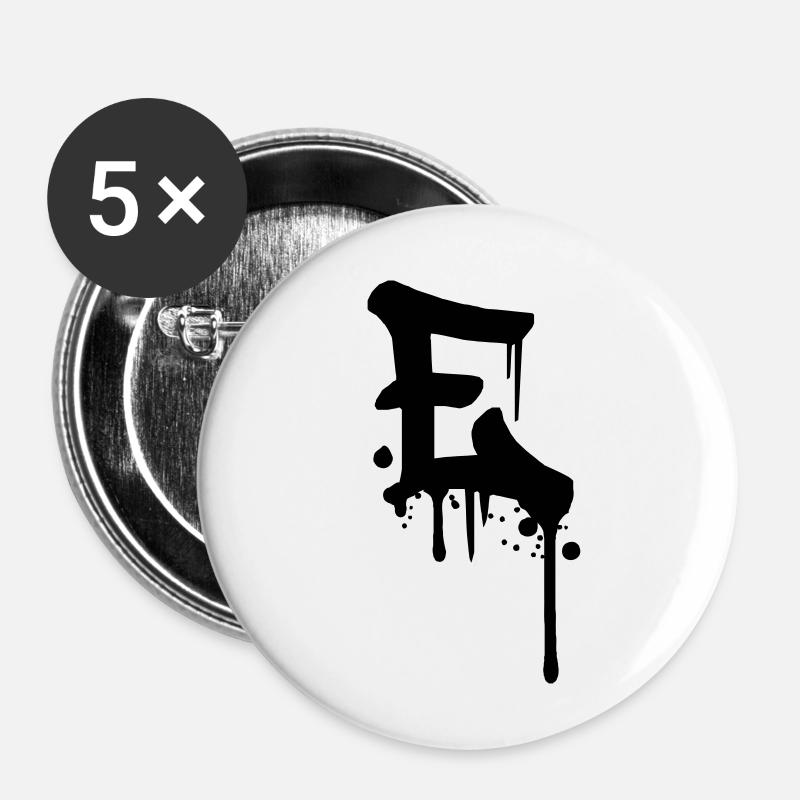 Graffiti E tombe jet de sang Farbklex - Lot de 5 petits badges (25 mm) - blanc