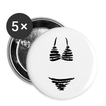 Gestreifter Bikini - Buttons klein 25 mm (5er Pack) - Weiß - Vorne