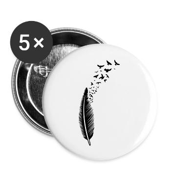 Feder und Vögel Vogelschwarm - Buttons klein 25 mm (5er Pack) - Weiß - Vorne