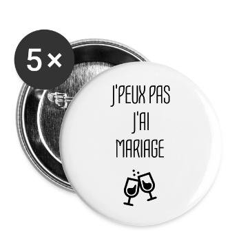 Mari Mariage Femme Marié Mariée Bague - Buttons small 1''/25 mm (5-pack) - white - Front