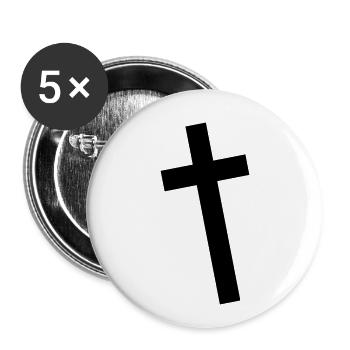 Kruzifix diagonal Kreuz retro - Buttons klein 25 mm (5er Pack) - Weiß - Vorne