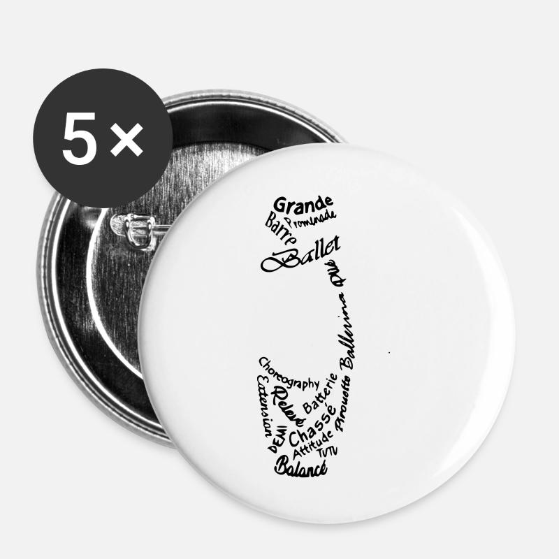 pointe mots - Lot de 5 petits badges (25 mm) - blanc