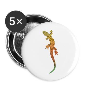 lézard - Lot de 5 petits badges (25 mm) - blanc - Devant