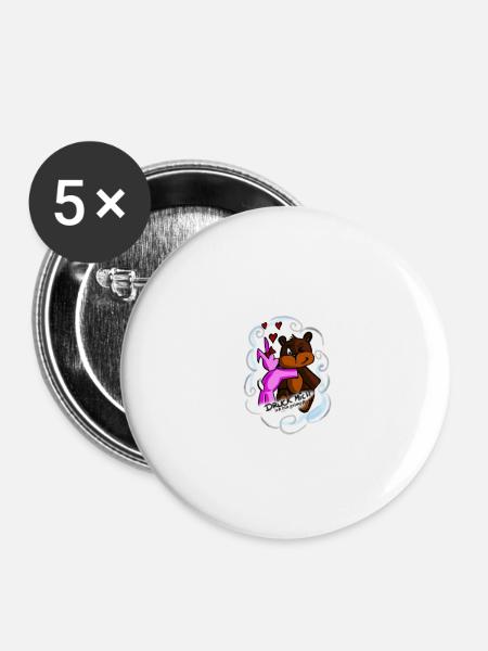 Drück mich - Buttons klein 25 mm (5er Pack) - Weiß
