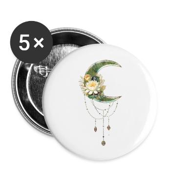 Eleganter und edler Mond mit Blumen - Buttons klein 25 mm (5er Pack) - Weiß - Vorne