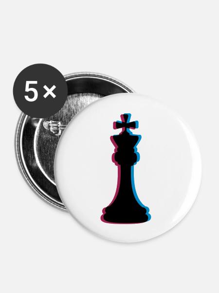 3D Effekt Schach - Buttons klein 25 mm (5er Pack) - Weiß