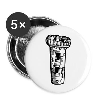 Tour médiévale château - Lot de 5 petits badges (25 mm) - blanc - Devant