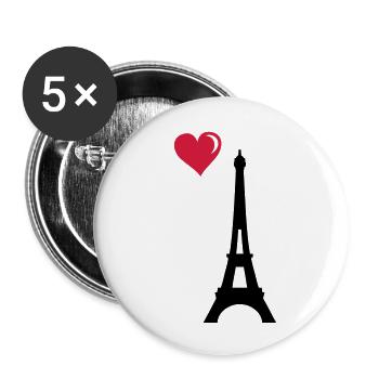 eiffel tower love - Buttons klein 25 mm (5er Pack) - Weiß - Vorne
