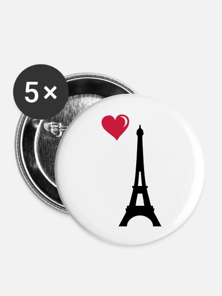 eiffel tower love - Buttons klein 25 mm (5er Pack) - Weiß