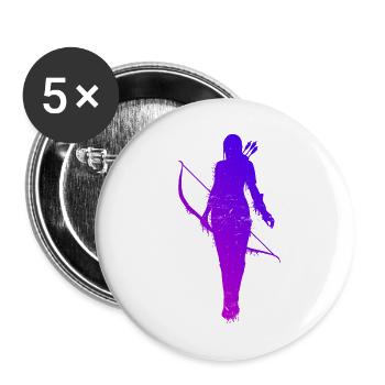 Tir à l’arc Femmes Filles Silhouette Tir à l’arc Bog - Lot de 5 petits badges (25 mm) - blanc - Devant