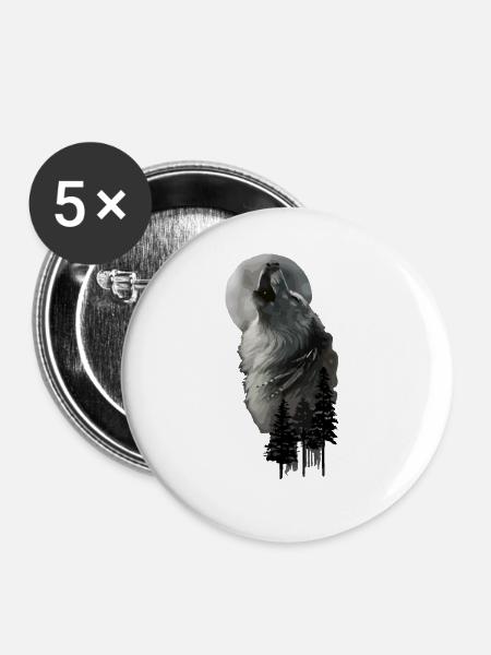 Wolv - Buttons klein 25 mm (5er Pack) - Weiß