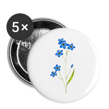 délicat oubliez-moi-pas en bleu classique - Lot de 5 petits badges (25 mm) - blanc - Devant