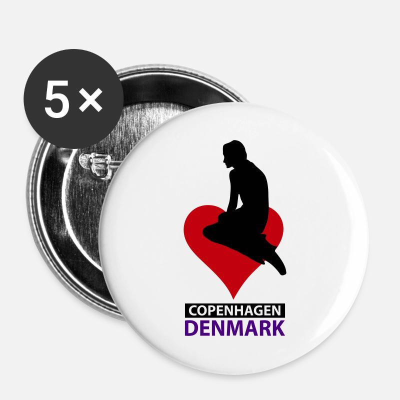 Mermaid Copenhagen Denmark - Buttons small 1''/25 mm (5-pack) - white