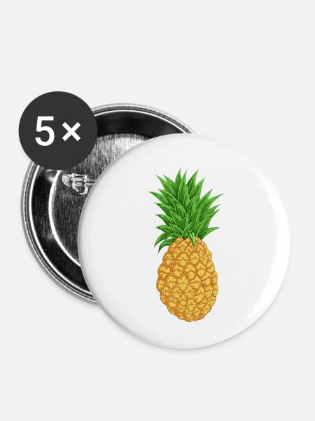 Ananas - Buttons klein 25 mm (5er Pack) - Weiß