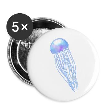Blaue Qualle - Buttons klein 25 mm (5er Pack) - Weiß - Vorne