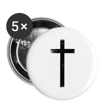 Cross black brush - Buttons small 1''/25 mm (5-pack) - white - Front