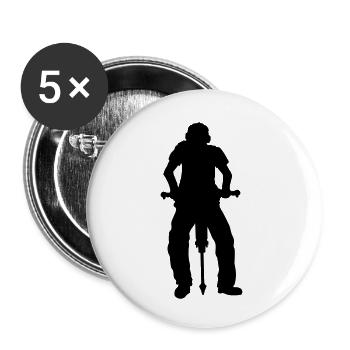 Ouvrier de la construction Jackhammer Silhouette - Lot de 5 petits badges (25 mm) - blanc - Devant