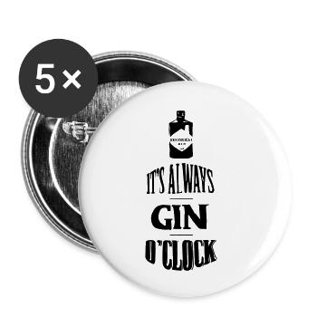 Immer Gin Uhr - Buttons klein 25 mm (5er Pack) - Weiß - Vorne