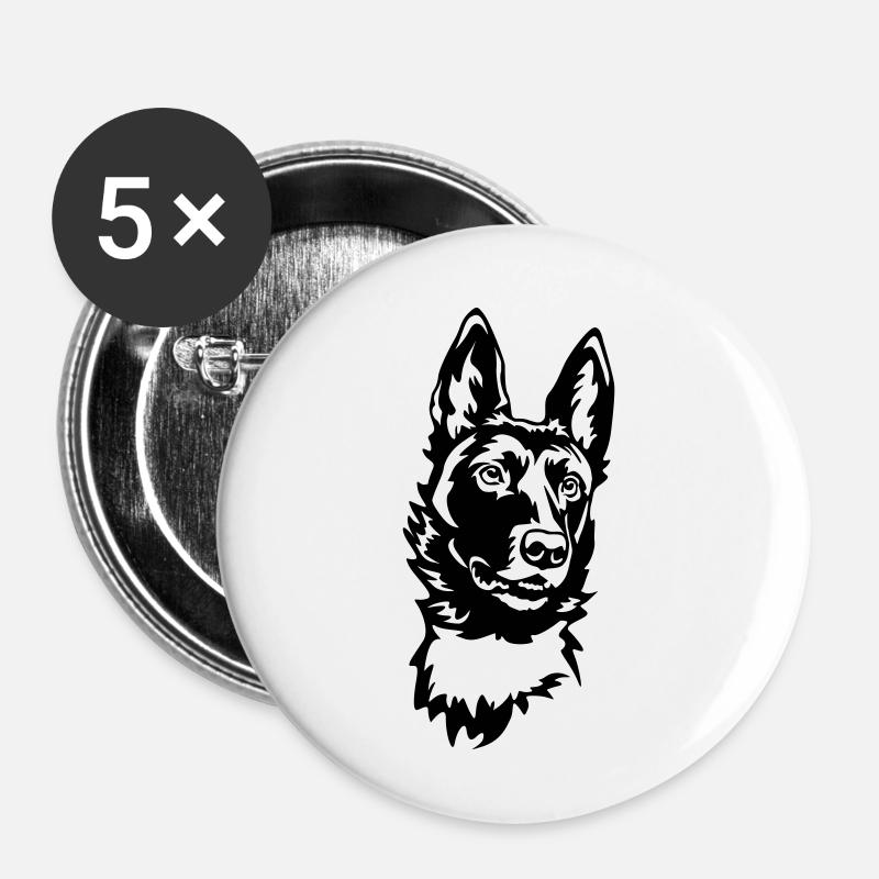 Malinoi's head - Buttons small 1''/25 mm (5-pack) - white