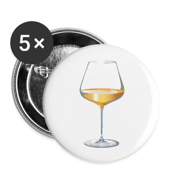 Glas Weißwein - Buttons klein 25 mm (5er Pack) - Weiß - Vorne