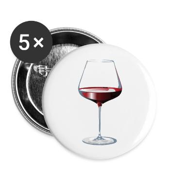 Glas Rotwein - Buttons klein 25 mm (5er Pack) - Weiß - Vorne