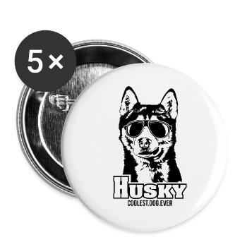 Siberian HUSKY coolest dog ever dog saying - Buttons small 1''/25 mm (5-pack) - white - Front