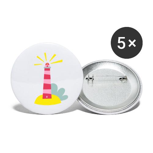 Rosaroter Leuchtturm - Buttons klein 25 mm (5er Pack)